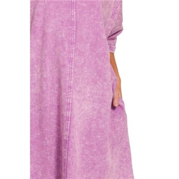 Zenana Acid-washed French Terry Tee Shirts Dress - Picture 3 of 3